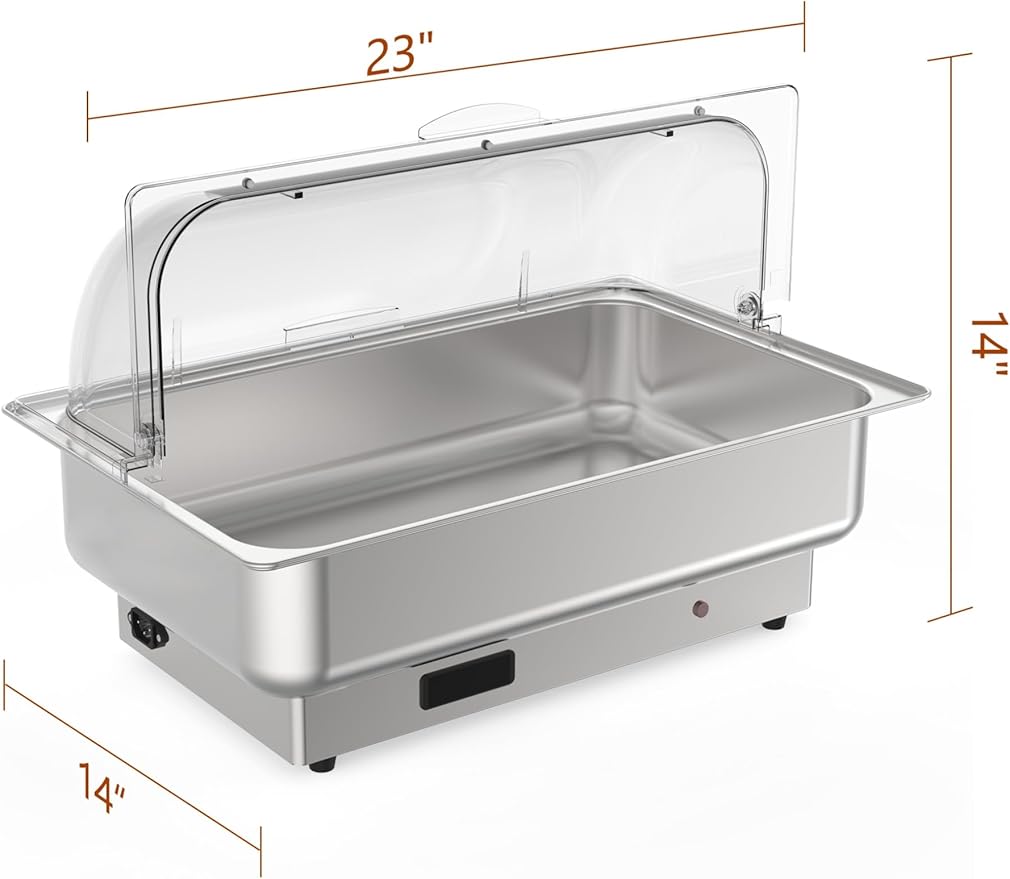 2 Pack Rectangular Chafing Dish Electric Buffet Set,9QT Stainless Steel Food Servers and Warmers with 1 Full-Size Pan & 2 Half-Size Pan for Catering, Wedding and Parties