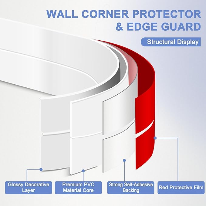 Wall Corner Protector Moulding Trim Peel and Stick Wall Corner Guards Trim Flexible Self Adhesive Edge Protector Moulding, 2.4 in x 20 Ft, White
