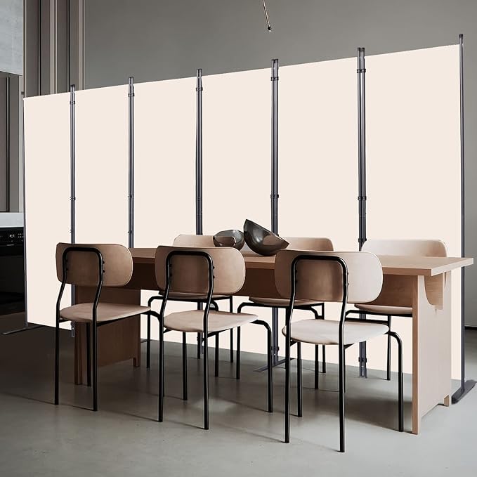 Room Divider, 6 Panel Folding Privacy Screens with Wider Support Feet, 6 Ft Portable Room Partition for Room Separator, 132" W X 71" H, (Beige, 22"- 6 Panel)