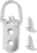 D-Ring Picture Hangers with Screws – 50 Pack Two Hole Wide Strap Hangers for Picture Frames, Photos, Mirrors, Wall Decor, and Paintings – 40 lb Capacity