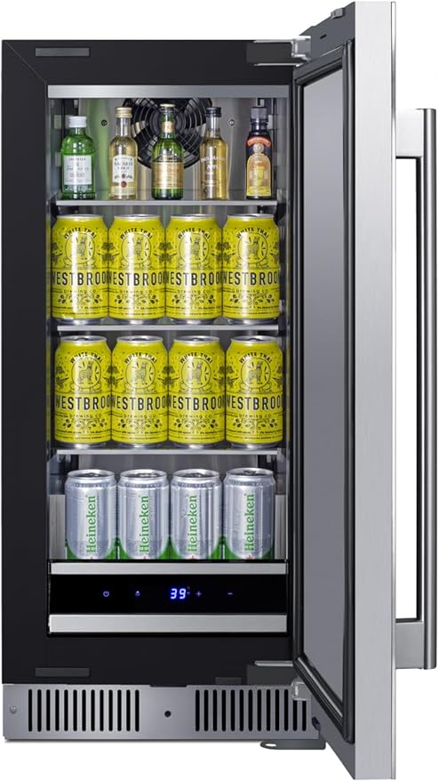 Summit 15” Refrigerator, 1.8 cu.ft. Capacity, Built-in Refrigerator Undercounter, Shallow 18” Depth, Stainless Steel- SDHR1534LHD (Left Handed Door Swing)