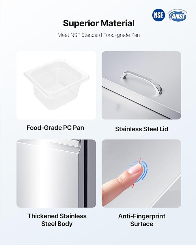 VEVOR 60" W Commercial Refrigerator, 15.4 Cu. Ft Sandwich Prep Refrigerated Table, Mega Top Food Prep Fridge with 16 Pans Cutting Board, Stainless Steel Salad Prep Cooler for Restaurant, Food Truck