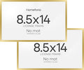 Homeforia 8.5x14 Marriage License Frame Gold, High End Metal 8.5 x 14 Marriage Certificate Frames, 8.5by14 Picture Frame for Wall & Tabletop, 8.5 by 14 Photo Frames, Tempered Glass, Wall Kit, Set of 2
