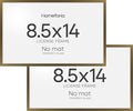 Homeforia 8.5 x 14 Marriage License Frame Bronze, High End Metal 8.5x14 Marriage Certificate Frames, 14x8.5 Picture Frame for Wall & Tabletop, 8.5 by 14 Photo Frame, Tempered Glass, Wall Kit, Set of 2