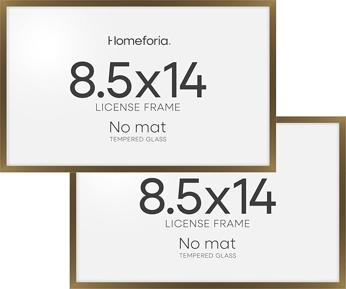 Homeforia 8.5 x 14 Marriage License Frame Bronze, High End Metal 8.5x14 Marriage Certificate Frames, 14x8.5 Picture Frame for Wall & Tabletop, 8.5 by 14 Photo Frame, Tempered Glass, Wall Kit, Set of 2