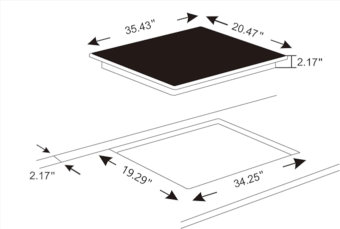 K&H 5 Burner Induction Cooktop - 36 Inch Built-In Electric Cermic Stove Top - 17 Heating Levels, 240V, 9200W High-Power Built-in Electric Stove Top - Child Lock, Timer & Touch Control - IN36-9205