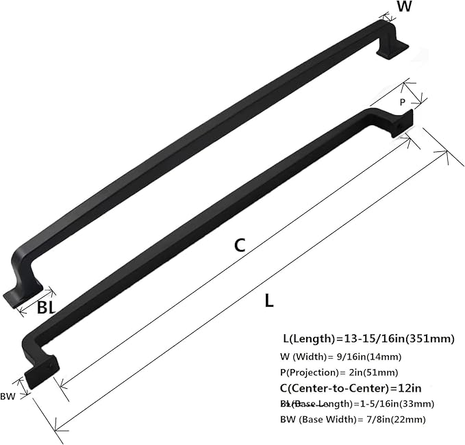 khtumeware | Appliance Handle Pull | Matte Black | 12 in (305 mm) Center-to-Center Drawer Pull | 1 Pack| Kitchen and Bathroom Cabinet Hardware | Furniture Hardware