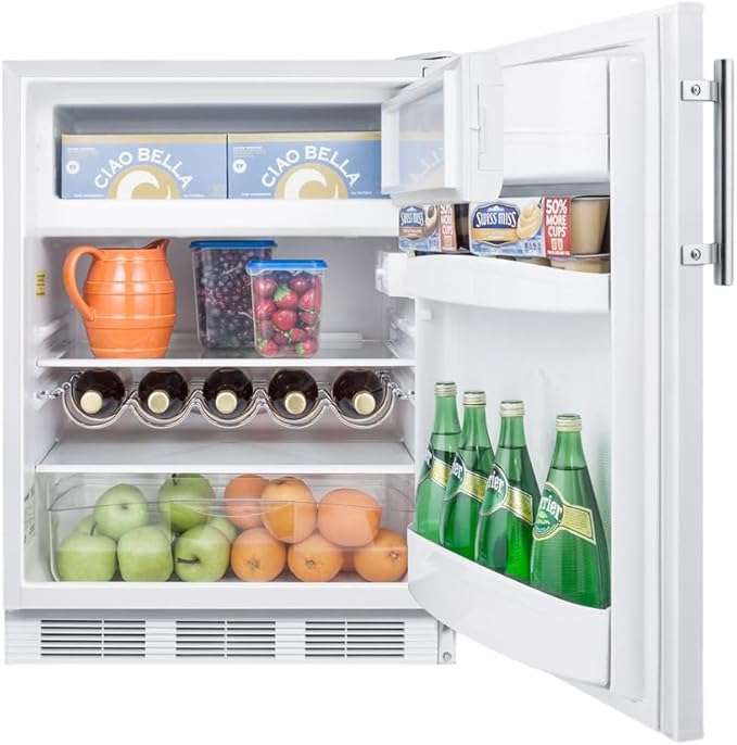 Summit 24" Refrigerator - Freezer, Undercounter, 5.1 cu.ft. Capacity, ADA Compliant, White - AL650WLHD (Left Handed Door Swing)