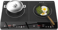 Double Induction Cooktop, 1800W Portable Induction Cooktop 2 Burner Independent Touch Control, Ceramic Electric Stove with 9 Temperature and Power Level, Safety Lock, 3 Hour Timer - Black
