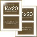 Homeforia 14x20 Double Diploma Frame Bronze, High End Metal 14 x 20 Certificate Frames with Mat for Two 8.5 x 11 Diplomas, 14by20 Dual Award Graduation Matted Frame, Tempered Glass, Wall Kit, Set of 2