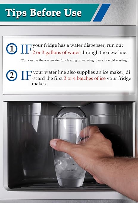 Refrigerator Ice Maker Water Line Kit - 15' Braided Stainless Steel Fridge Water Line with 1/4" Compression Fittings Pex Tubing Core and Water Splitter
