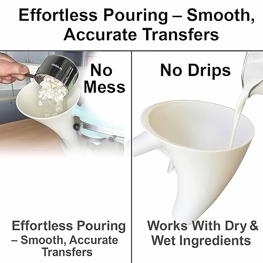 Flour Funnel for Kitchen Aid Mixer, Easy Pour No-Mess Attachment, Anti-Splash Accessory, Fits Tilt-Head 4.5–5 Qt (KSM150), Durable Dishwasher-Safe Baking Tool (Purple)