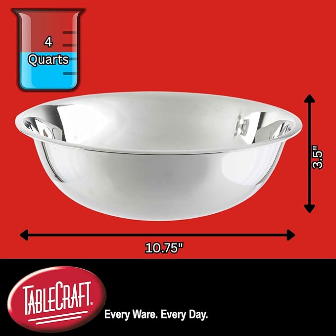 Tablecraft 4 qt Stainless Steel Mixing Bowl