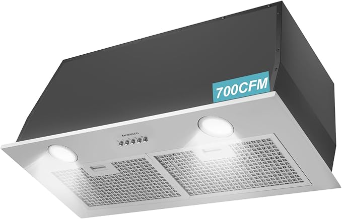 700CFM Built-In/Insert Range Hood 30 Inch - Convertible Ducted/Ductless Kitchen Vent with 3-Speed, 2×3W LED Lights & 6-Layer Grease Filters