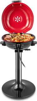 HAPPYGRILL 1600W Portable Electric Grill Outdoor BBQ Grill for 15-Serving, Electric Barbecue Grill for Indoor & Outdoor Use, Portable Stand BBQ Grill for Patio Balcony Kitchen Garden