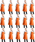 Orange Color Plain Bib Aprons Bulk for Women Men Adult-Unisex Aprons with 2 Front Pockets,Size 24"X28"Kitchen Cooking Server Painting Aprons(Orange-15PCS)