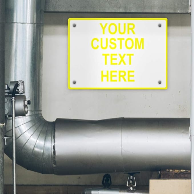 Aluminum Weatherproof Metal Sign Multiple Sizes Custom Personalized Text Here White Yellow Caution Horizontal Street Signs 14x10Inches
