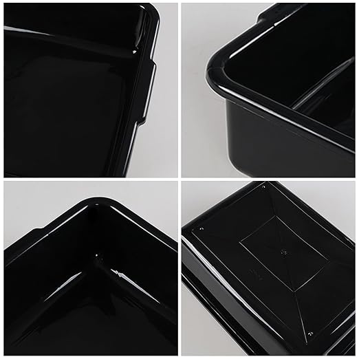 12-Pack 13 L Plastic Commercial Bus Tub, Black Bus Box