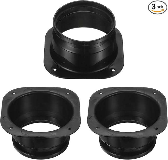 PATIKIL 4 Inch Duct Connector Flange, 3Pack Plastic Straight Pipe Flange Dryer Vent Connector for Air Heating Cooling Ventilation HVAC System, Black