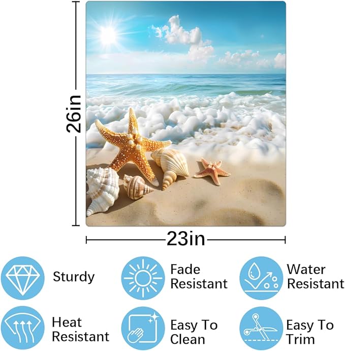 Dishwasher Magnet Cover Ocean Sea Beach Starfish Seashell Reusable Dishwasher Magnetic Cover Sticker Decorative Dish Washer Door Cover Panel for Home Kitcen Appliance