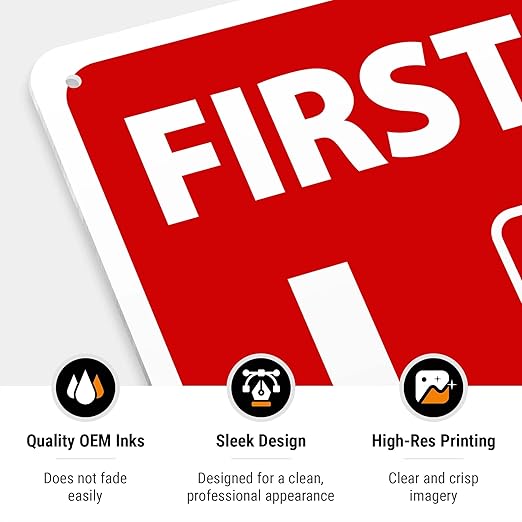 First Aid Kit Sign, (SI-1040) 10x14 Inches, Rust Free .040 Aluminum, Fade Resistant, Made in USA