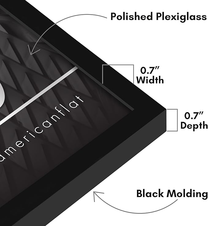 Americanflat 30x30 Picture Frame with Polished Plexiglass - Streamline Collection - Thin Border Square Frame for Wall Display - Hanging Hardware Included - Black