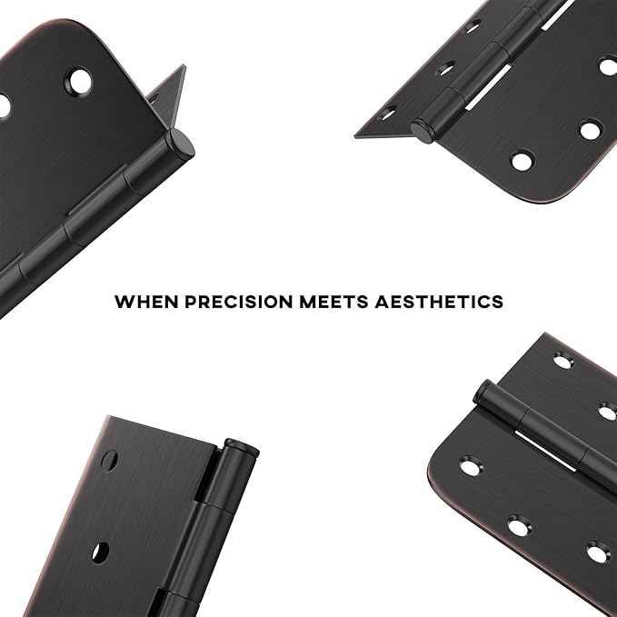 18 Pack goldenwarm 4in Oil Rubbed Bronze Door Hinges Interior Door Hinges 4 x 4 Inch with Square & Round Corners, Iron Material