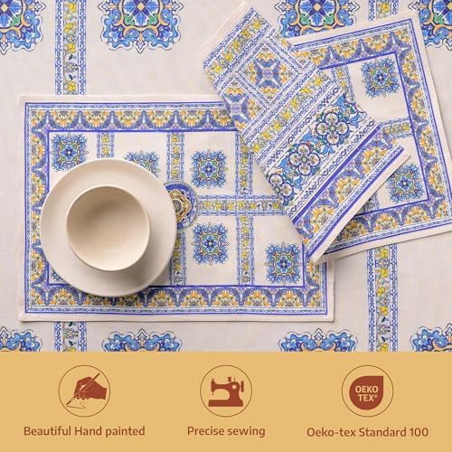 Maison d' Hermine Placemats Set of 4 Reusable 100% Combed Cotton (13"x19")