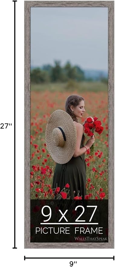 wallsthatspeak 9x27 Gray Barnwood Picture Frame for Puzzles Posters Photos or Artwork