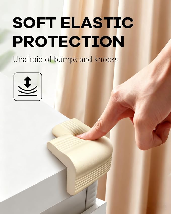 Baby Proofing Corner Guards 16 Pack White, Extra Thick Foam Edge Protectors for Table and Furniture, Pre-Taped Adhesive Bumpers, Heavy-Duty Safety for Kids and Toddlers