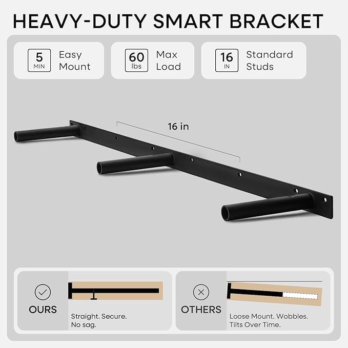 Homeforia Wood 48 inch Floating Shelf, High End Solid Natural Wood 48inch Floating Shelves for Wall Mounted, Unfinished Wooden Large Floating Shelves, Heavy Duty Bracket, 48 X 6.5 X 1.75 in, Set of 2