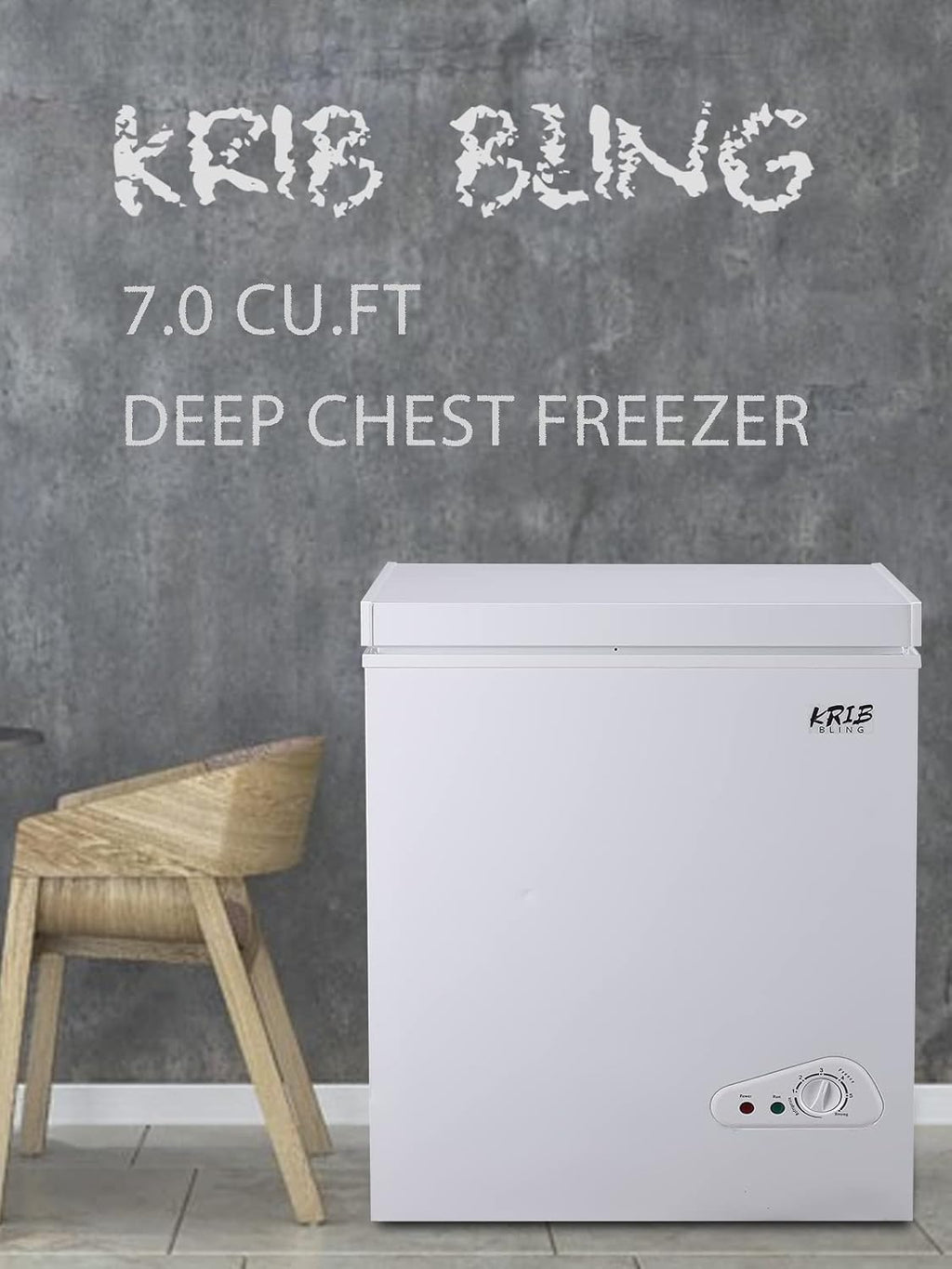 7.0 Cu.Ft Chest Freezer 7 Gears Temperature Control(-4°F to 6.8°F), Deep Compact Freezer with A Removable Basket, for House, Kitchen, Garage, Basement, Shop, White