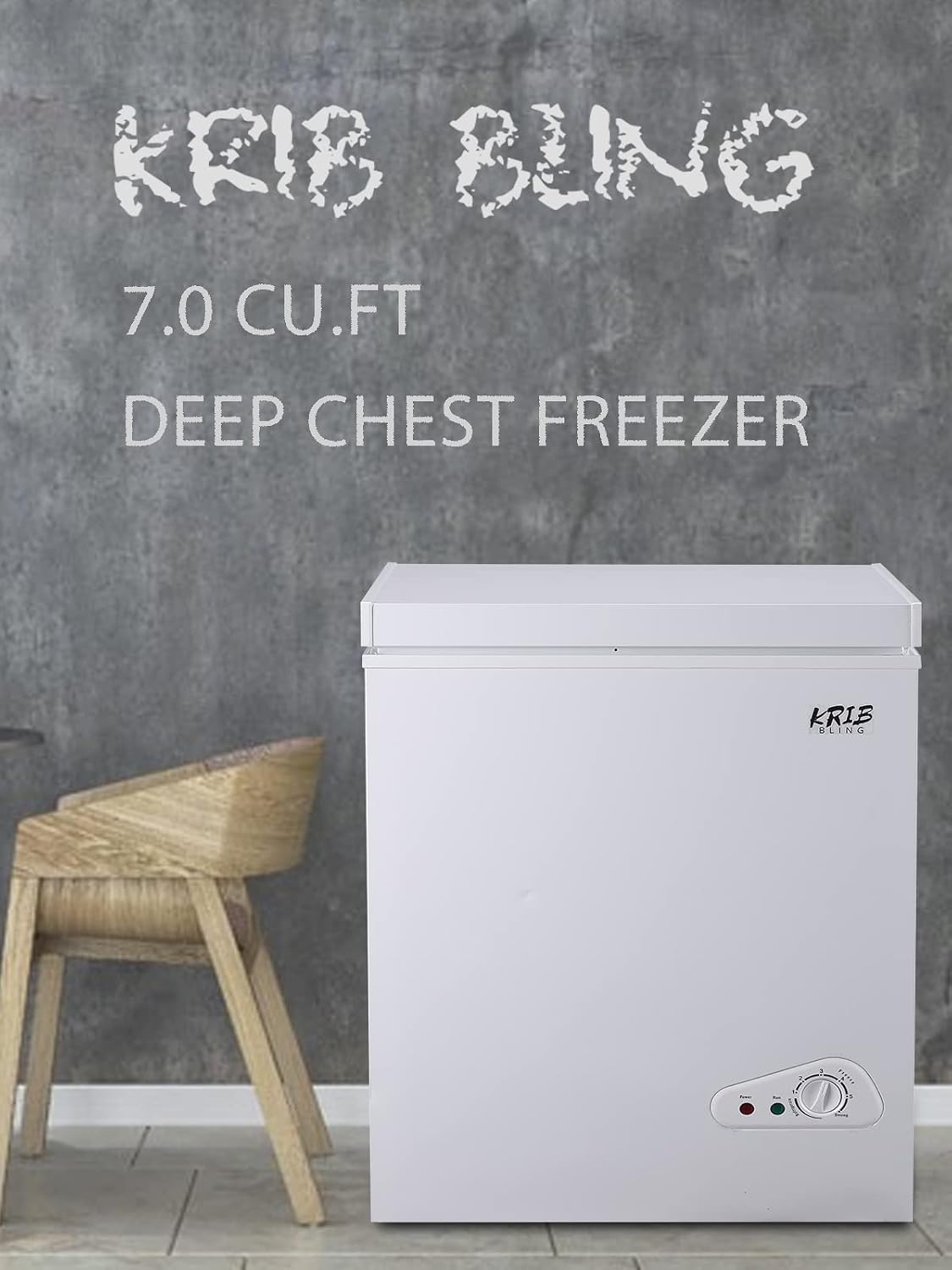 7.0 Cu.Ft Chest Freezer 7 Gears Temperature Control(-4°F to 6.8°F), Deep Compact Freezer with A Removable Basket, for House, Kitchen, Garage, Basement, Shop, White