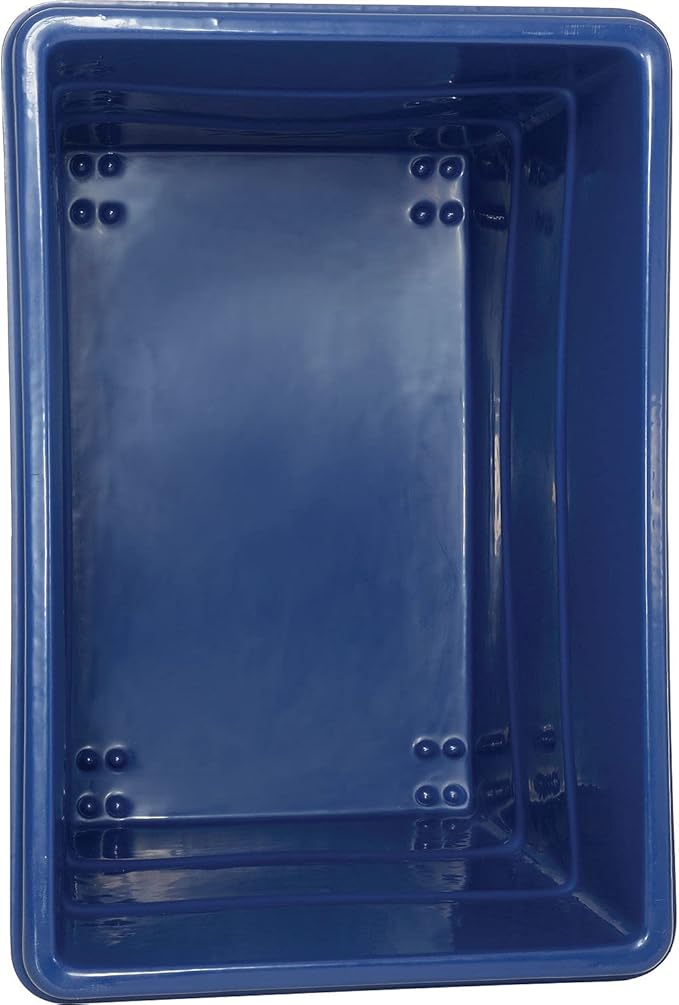Global Industrial 20 Bushel Plastic Bulk Box Truck, Steel Chassis Base, 1200 lbs. Capacity, 4" Non-Maring Rubber Casters, Blue, 50-2/5"L x 34-3/5"W x 35-3/5"H