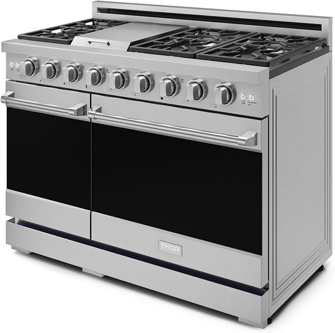 Gordon Ramsay by THOR Kitchen 48 Inch Professional Gas Range with Double Oven in Stainless Steel