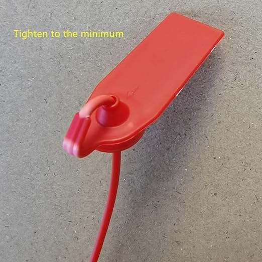 Middle Duty Security Plastic Seal with Metal Insert,Tags for Transportation Security,11 inch Length,Numbered,Red Color Package of 100.