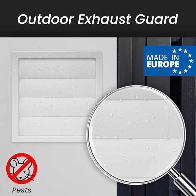 Repa Market 6 Inch Vent Cover - White Plastic Shutter Wall Vent Cover - Louvered Vent Cover for Outdoor - Hood Vent, Exhaust Vent for Bathroom, Kitchen, House HVAC Air Duct Vent Cover Outside