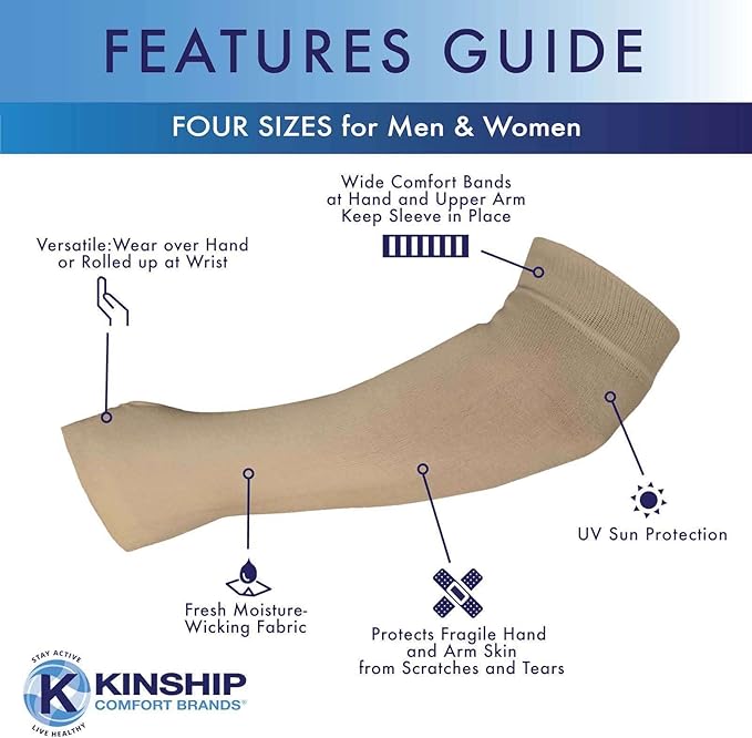 Arm Protector Sleeves for Elderly Thin Skin, Bruising, Sun Protection, Men, Women