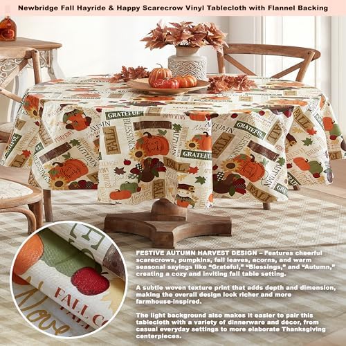 Newbridge Thanksgiving Fall Hayride 60 x 84 Inch Oval Vinyl Tablecloth