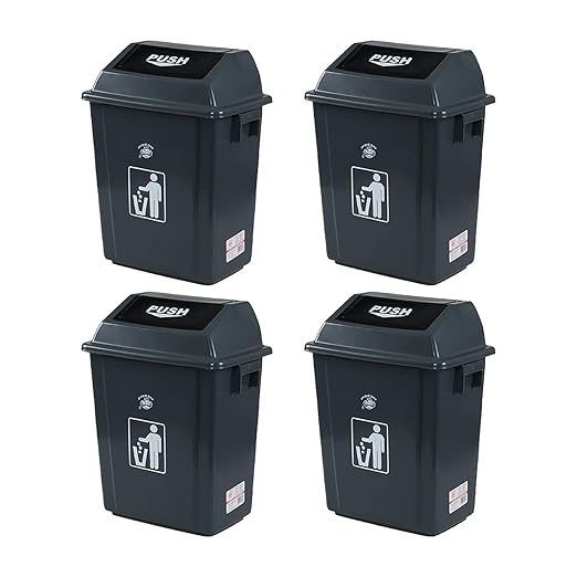 4 Packs 5 Gallon Plastic Trash Can with Swing Lid, Garbage Bin Waste Basket for Home and Office