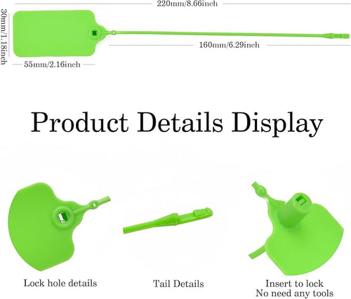 100pcs Luggage Tags Plastic Seals Shipping Label Logistics Sign Tie Bag Tag, Sealing Storage Multi Purpose Name ID Tag with Marker for Suitcases, Backpack, Schoolbag, Car Key (Green)