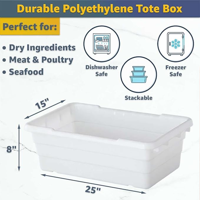 19"x26"x53" Mobile Aluminum Lug Rack with 4 White Tote Boxes – NSF Heavy-Duty Commercial Storage Cart with 5" Swivel Casters, Portable Food Prep & Dishroom Utility Rack – Freezer Safe, 4 Lug Capacity