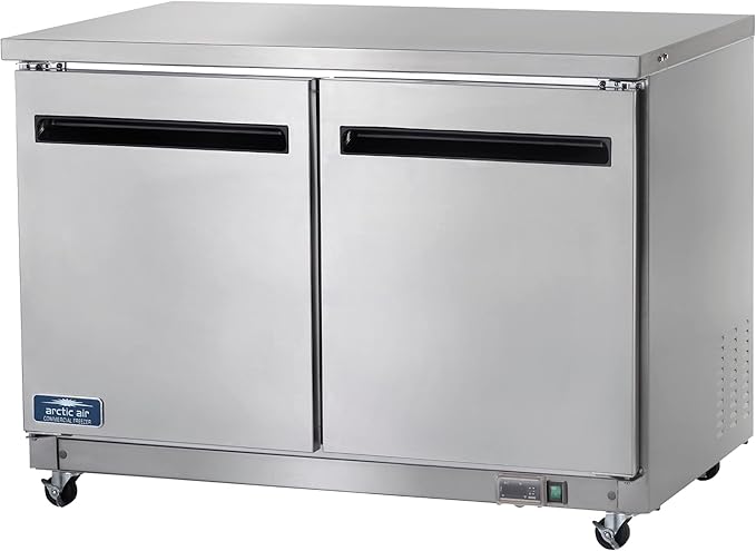Arctic Air AUC48R 48" Undercounter Worktop Refrigerator - 12 Cubic Feet, 2 Section, 2 Doors, Stainless Steel, 115v