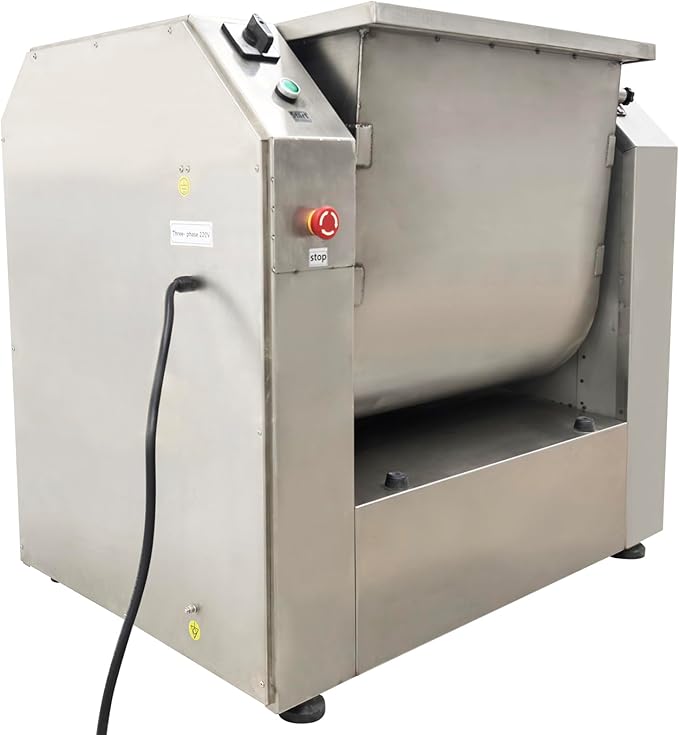 75KG Commercial Dough Mixer Machine, 220V 4KW Stainless Steel Electric Flour Kneading Mixing Machine, Vegetable Meat Blender, 90° Tilt Bowl, for Kitchen and Restaurant