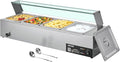 VEVOR Commercial Food Warmer, 1500W Electric Stainless Steel Steam Food Warmer with Glass Cover, 4-Pan Countertop Buffet Bain Marie with Soup & Perforated Ladles, for Catering, Restaurant & Party