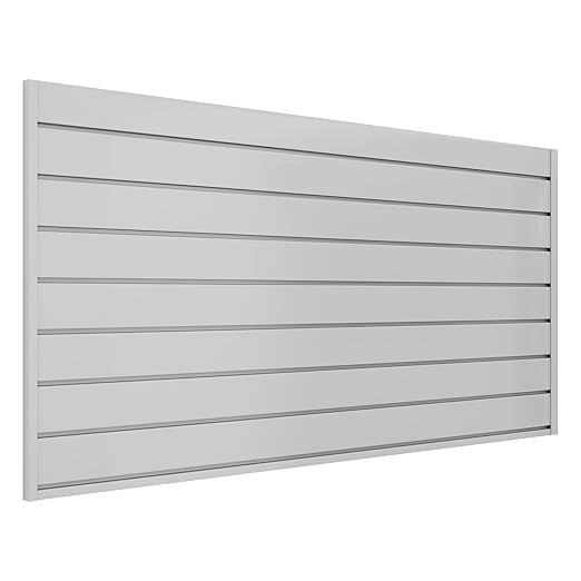 Slatwall Panel 4 FT x 2 FT, Interlocking Slat Wall Paneling, Wall Mounted PVC Wallpanel, Suitable for Garage Storage and Organizer, Slatwall Board, Shelves - Grey