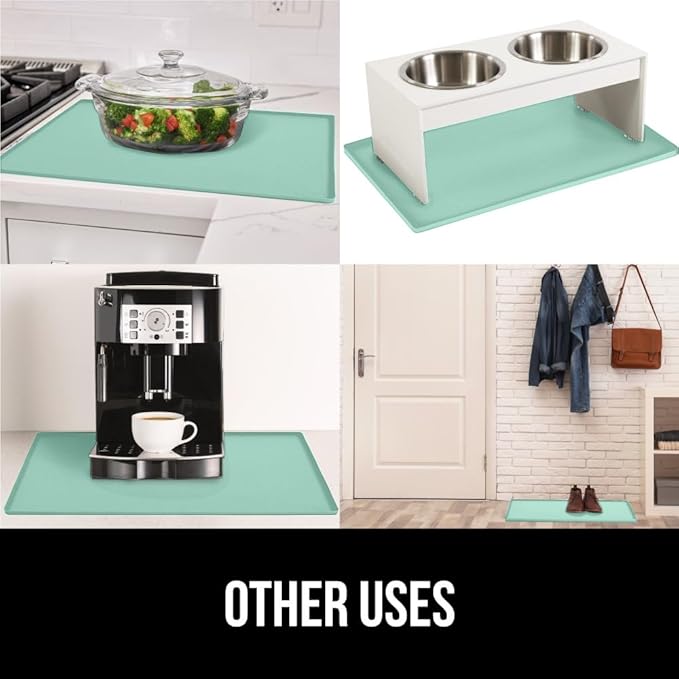 GORILLA GRIP Waterproof Silicone Under Sink Mat with Raised Lip for Kitchen and Bathroom, 28 x 22 in, Cabinet Shelf Liner Stay in Place Mats Dishwasher Safe Drawer Liner, Organizer Tray, Mint