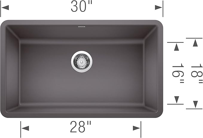 Precis 30in. Single Bowl Kitchen Sink, Cinder