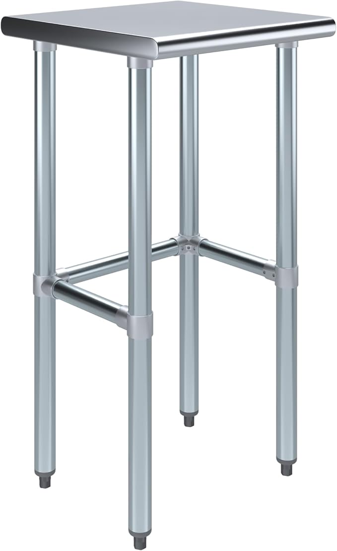 AmGood Stainless Steel Work Table Open Base | NSF Kitchen Island Food Prep | Laundry Garage Utility Bench (18" Long X 18" Deep)