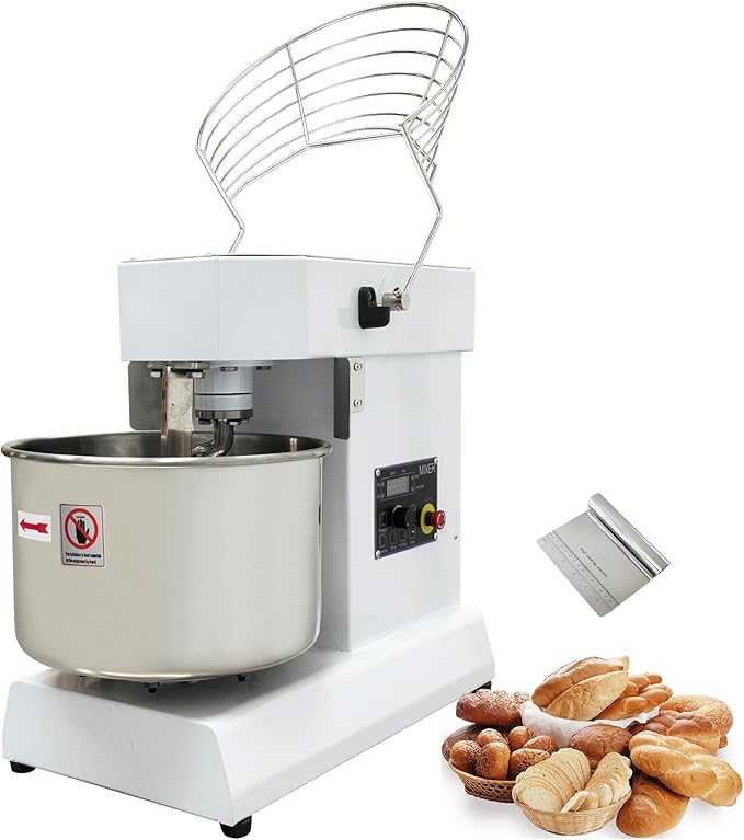 15L Commercial Dough Mixer with Dual Rotation and Steplessly Variable Speed, 1100W Electric Dough Kneading Machine, Time Set, Digital Display, for Bakery Pizzeria – 11 lbs Capacity